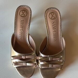 Sam & Libby Metallic Gold Mules